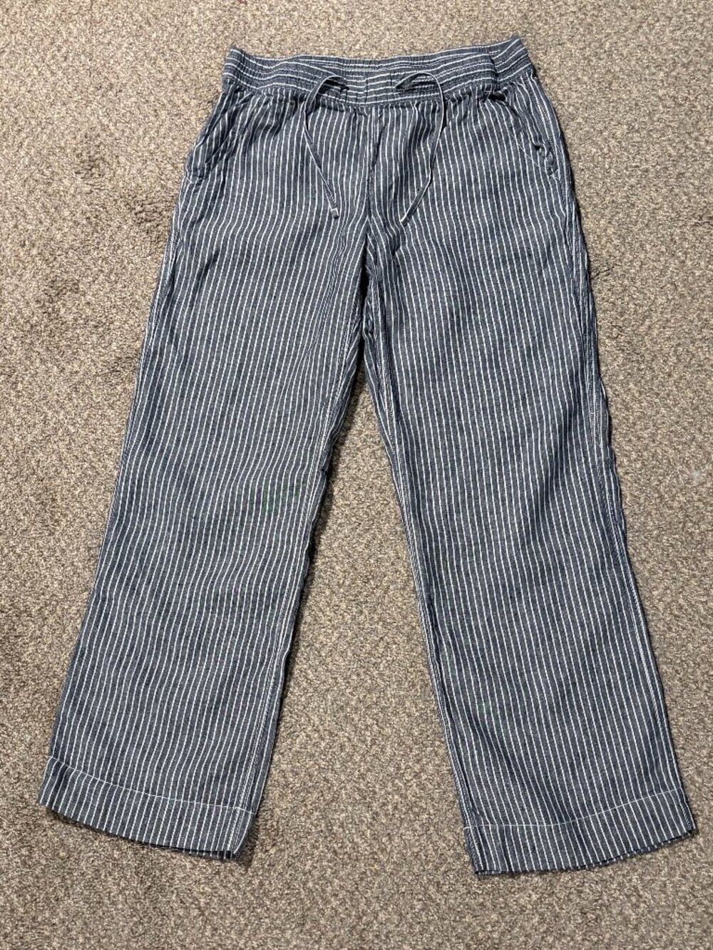 L.L. Bean Women's Premium Washable Linen Pull-On Pants, Stripe